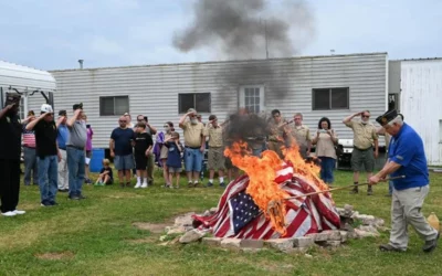 IN THE NEWS! Parachuters bring flags to be retired by fire!